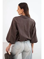 Dámska bavlnená bunda typu bomber na zips, hnedá