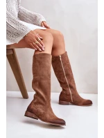 Dámske semišové čižmy do polovice lýtok na zips Lewski 3616 Brown Dámske semišové čižmy do polovice lýtok na zips Lewski 3616 Brown