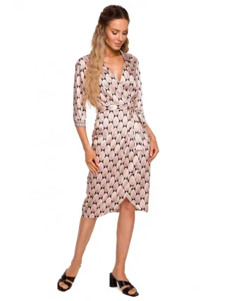 Dámske zavinovacie šaty M668 Béžovo-žltá - Moe