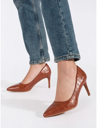 Štýlové hnedé lodičky na ihličkovom podpätku Štýlové hnedé lodičky na ihličkovom podpätku