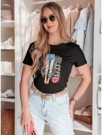 Dámske tričko s potlačou TRENDAY black FashionStreet RY2824 Dámske tričko s potlačou TRENDAY black FashionStreet RY2824
