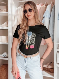 Dámske tričko s potlačou TRENDAY black FashionStreet RY2824