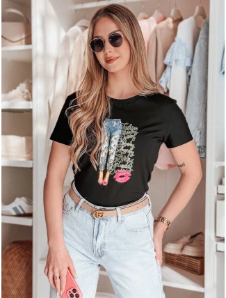 Dámske tričko s potlačou TRENDAY black FashionStreet RY2824 Dámske tričko s potlačou TRENDAY black FashionStreet RY2824