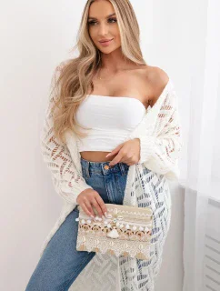 Dlhý sveter Super KID Mohér Sivá a biela