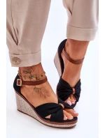 Sandały Damskie Na Koturnie Czarne Daphne