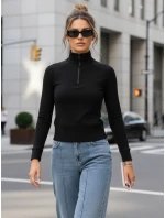 Dámska mikina so stojačikom čierna FashionStreet BY1564 Dámska mikina so stojačikom čierna FashionStreet BY1564