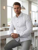 Pánska biela vzorovaná košeľa slim fit FashionStreet DX2700