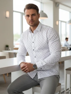 Pánska biela vzorovaná košeľa slim fit FashionStreet DX2700