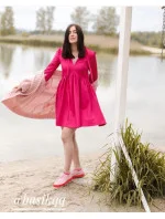 Červené dámske šaty s volánikovým stojačikom (208ART)