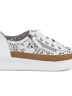 Dámske kožené poltopánky na zips biele Artiker 58C1250