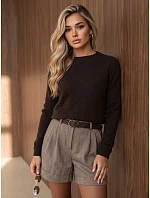 Dámsky mäkký sveter s alpakou, farba baby čokoládová, FashionStreet MY2622