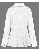Biela dámska košeľa so slzičkou na zapínanie vo výstrihu (8020)