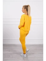 Súprava s oversize blúzkou horčicovej farby