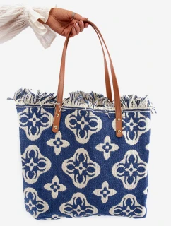 Wzorzysta Duża Pleciona Torba Na Plażę Granatowa Sadhara