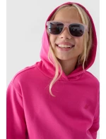 Dziewczęca Nierozpinana Bluza Z Kapturem Gładka Fuksja 4F 4FJWMM00TSWSF1316-55S