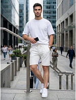 Pánske teplákové šortky so šnúrkou, biele, FashionStreet SX2630 Pánske teplákové šortky so šnúrkou, biele, FashionStreet SX2630
