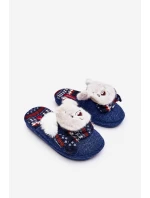 Dziecięce Kapcie Na Grubej Podeszwie z Misiem Granatowe Dasca