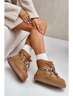 Zamszowe Śniegowce Damskie Z Grubym Sznurowaniem D.Franklin DFSH375003 Brązowe