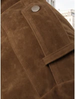 Dámska semišová bunda / bomber TY5578 Tmavo hnedá - Fashion Street