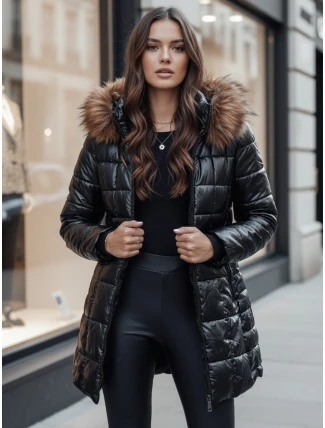 WINTERZIP dámska prešívaná zimná bunda s kapucňou čierna FashionStreet TY4568z