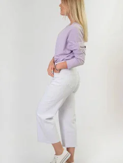 Široké dámske zvonové nohavice v bielej farbe (B102)