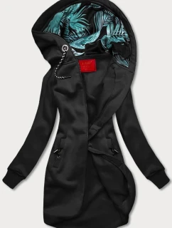 Dlhá čierna dámska mikina (AMG-855B)