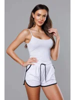 Biele dámske šortky s kontrastnou lemovkou (8K208-1) Biele dámske šortky s kontrastnou lemovkou (8K208-1)