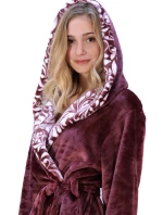 Dámsky župan Flora s kapucňou 39564853 jednofarebný fialovo-vínový - Vestis
