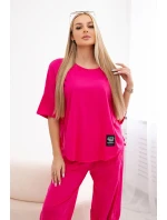 Súprava bavlnená blúzka + nohavice fuchsiová Súprava bavlnená blúzka + nohavice fuchsiová