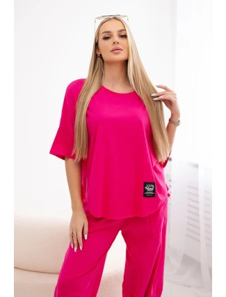 Súprava bavlnená blúzka + nohavice fuchsiová Súprava bavlnená blúzka + nohavice fuchsiová