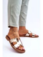 Zazoo 40326 Damskie Klapki Z Ozdobnymi Wycięciami Złote