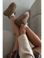 Śniegowce Damskie Na Platformie Ocieplane Futerkiem Khaki Vesirae