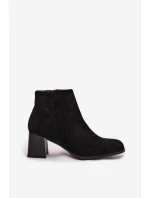 Dámské kotníkové boty na podpatku Eko semiš Černé Marilou
