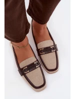 Dámske mokasíny Loafers s ozdobným prvkom, hnedo-béžové, Evelora Dámske mokasíny Loafers s ozdobným prvkom, hnedo-béžové, Evelora
