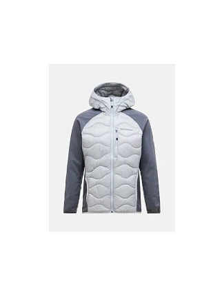 Pánska péřová bunda PEAK PERFORMANCE M Helium Down Hybrid Hood, sivá Pánska péřová bunda PEAK PERFORMANCE M Helium Down Hybrid Hood, sivá