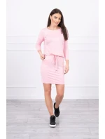 Viskózové šaty s viazaním v páse, púdrovo ružové Viskózové šaty s viazaním v páse, púdrovo ružové