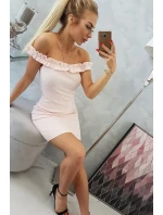 Španielske šaty s volánikmi púdrovo ružové