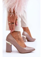 Zazoo 3117 Skórzane Czółenka  Beżowe