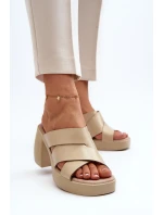 Kožené papuče Zazoo na béžovom bloku