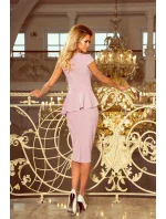 Elegantné dámske midi šaty vo farbe lila s volánikom model 5943396