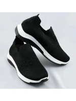 Čierne dámske azúrové topánky so zirkónmi (C1057)