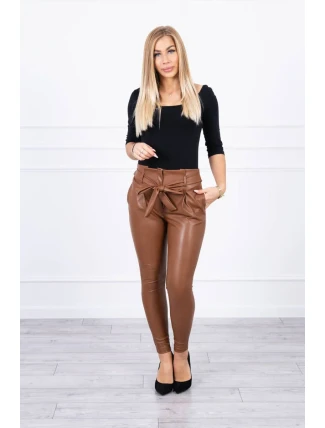 Kožené nohavice viazané vpredu hnedé Kožené nohavice viazané vpredu hnedé