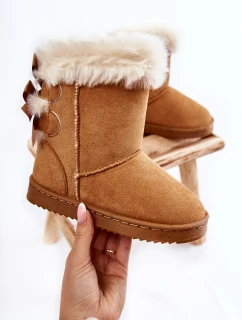 Detské teplé semišové snežnice so svalmi Beige Funky