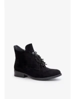 Zateplená nízka členková obuv s ozdobou na zips S.Barski Black