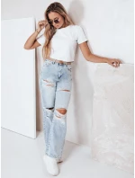 Dámske modré džínsy so širokým rebrovaním FashionStreet UY2794