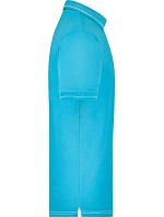 Daiber JN 569 Pánske elastické polo z džerseju 02.0569 aqua/biela