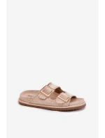 Klapki Damskie Z Klamrami I Ozdobnym Obszyciem Beżowe Visley