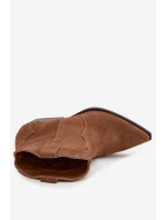 Wsuwane Botki Kowbojki Damskie Z Naturalnego Zamszu Camel Beretta