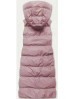 Dlhá ružová dámska páperová vesta (5M728-46)