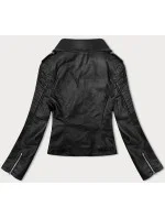 Čierna dámska bunda ramoneska s golierom (11Z8097) Čierna dámska bunda ramoneska s golierom (11Z8097)